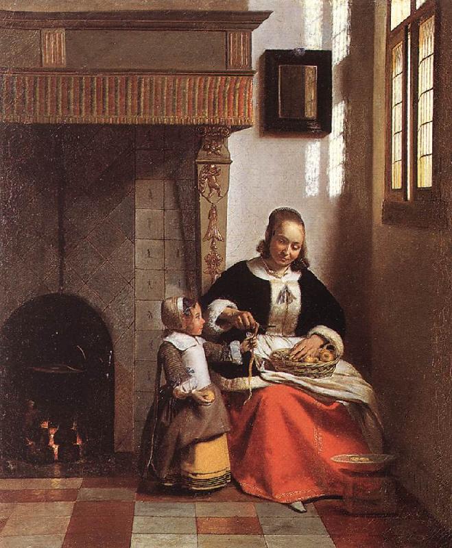 HOOCH, Pieter de Woman Peeling Apples  sg oil painting picture